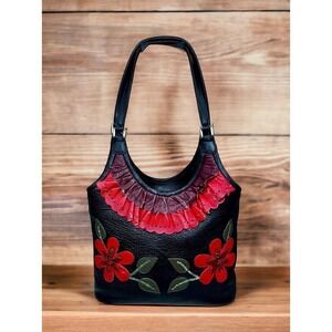 Y2K Isabella Fiore Leather Floral Applique Shoulder/Handbag